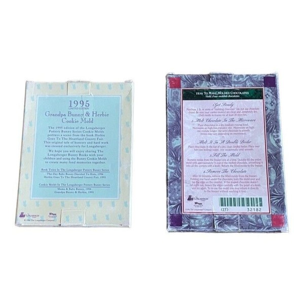 VTG New Open Box Longaberger Set 1995 & 1996 Easter Bunny Cookie Chocolate Molds - Picture 5 of 7